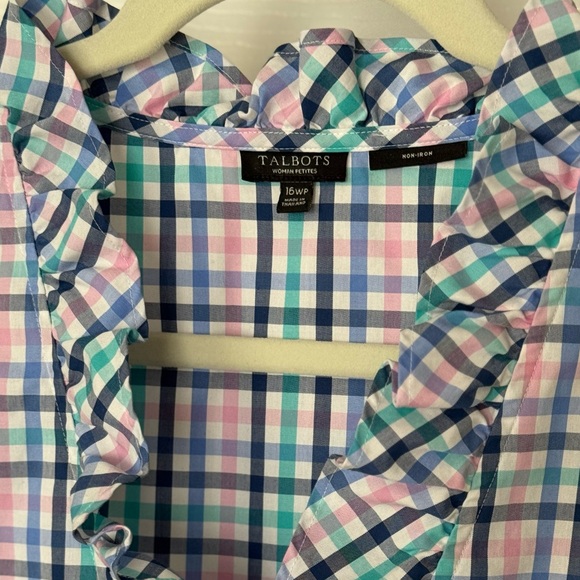 Talbots Plaid Ruffle Top - Picture 2 of 3